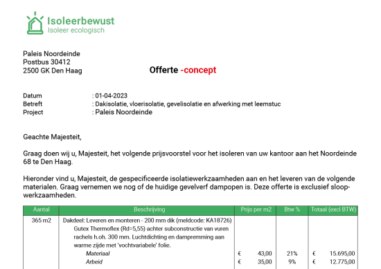 Isolatie offerte - Voorbeeld - Voorbeeld Offerte In Het Engels