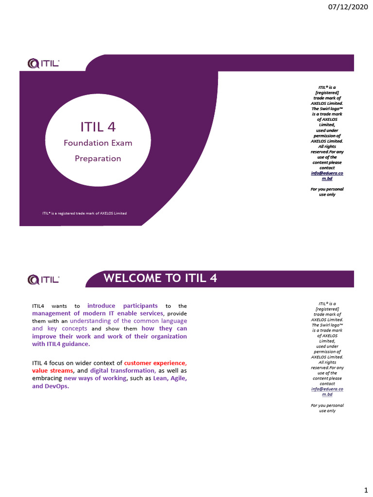 Itil 4 Foundation Examen Vragen