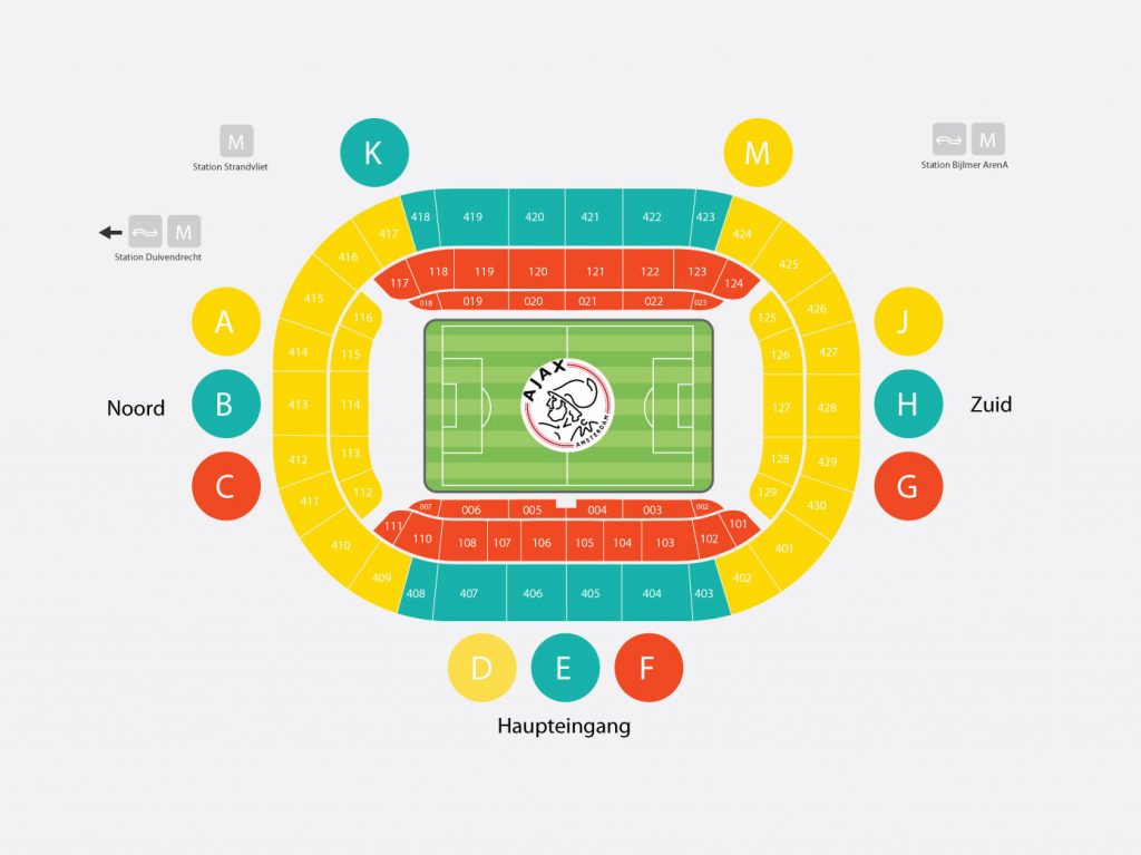 Johan Cruyff Arena Seating Chart - Seating plans of Sport arenas around - Hoeveel Mensen Kunnen In Johan Cruijff Arena