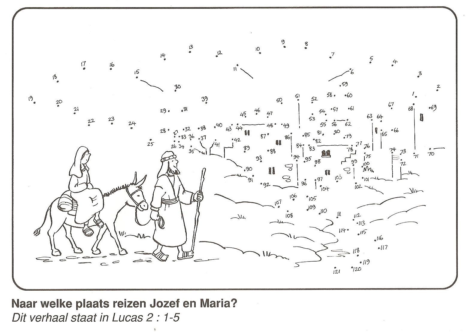 Joseph and Mary to travel from Nazareth to Bethlehem from dot to dot - Waarom Moesten Jozef En Maria Naar Bethlehem