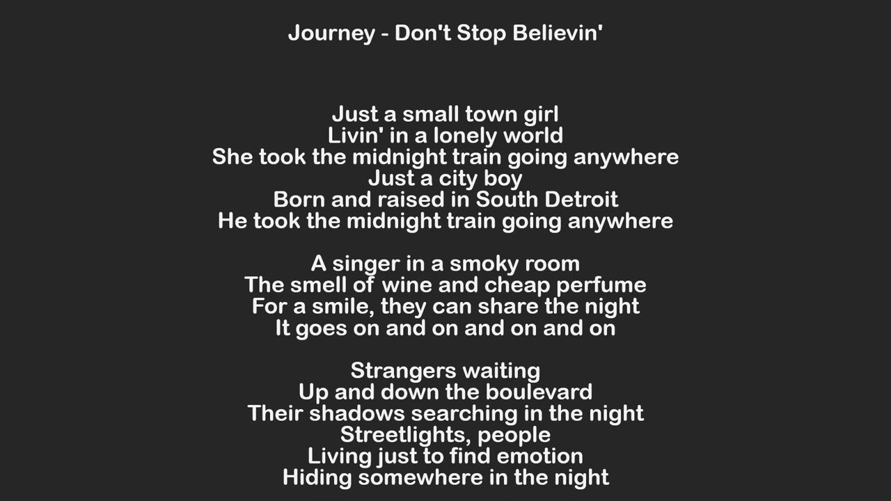 Journey Don't Stop Believin' Songteksten