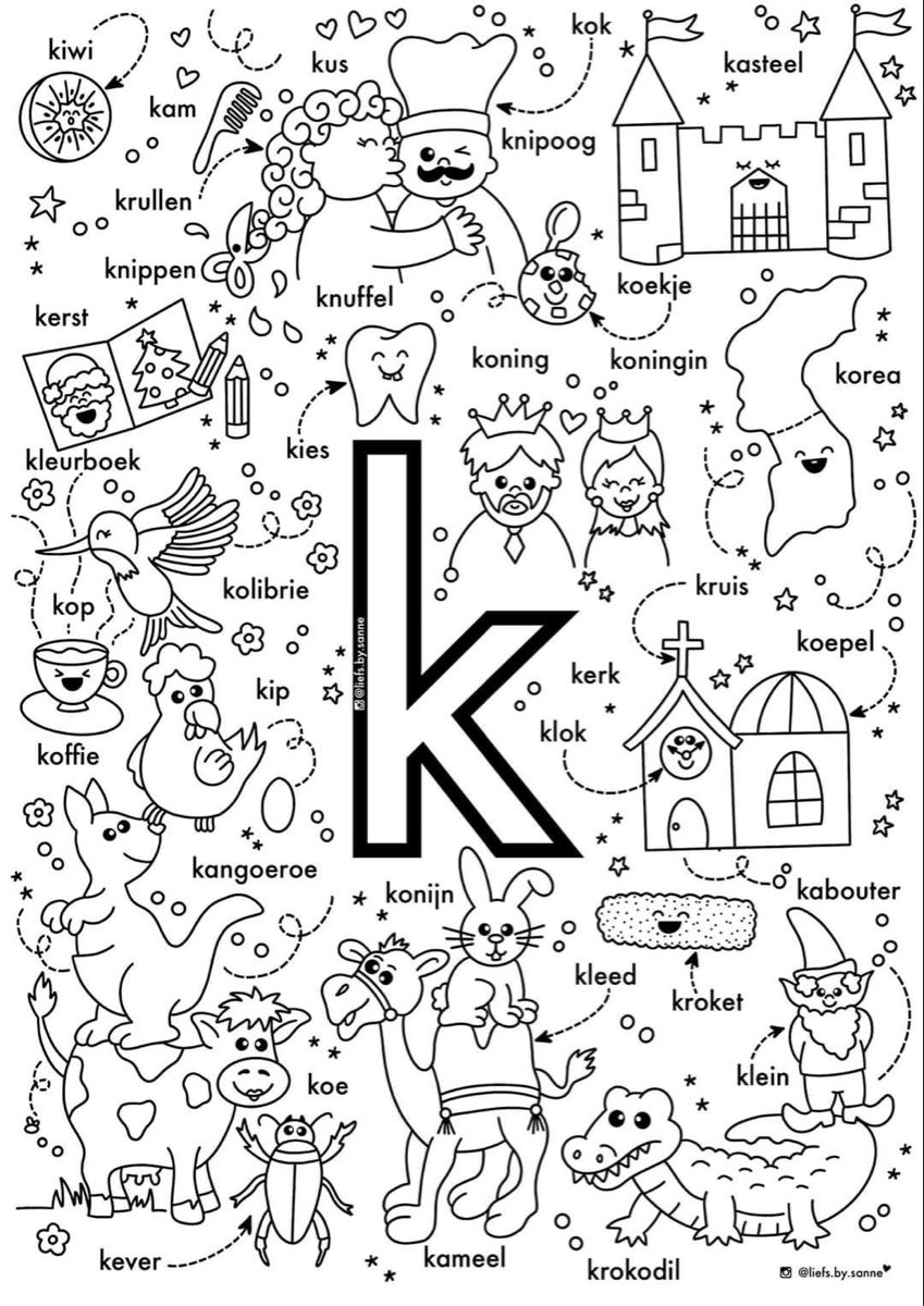 K (woorden) kleurplaat | Letter school, Lettering, Letters for kids - Lieve Woorden Met Een C