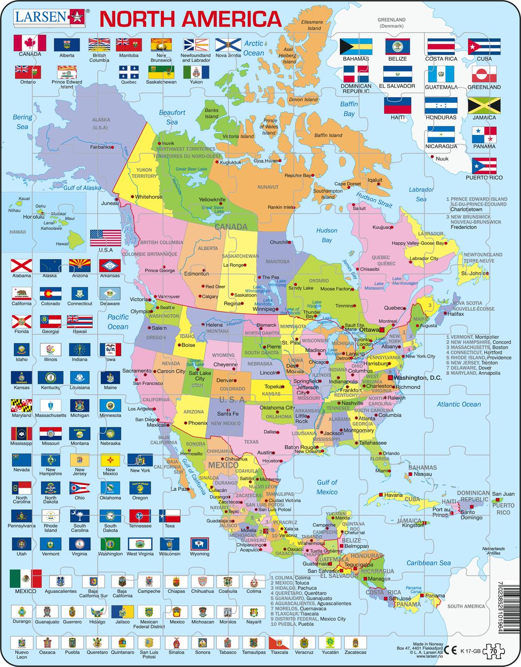 K17 - North America Political map :: Maps of the world and regions - Hoeveel Landen In Zuid Amerika