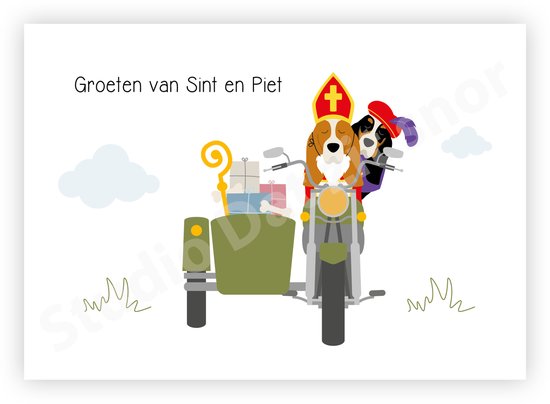 Kaart | Basset Hound Eddie Groeten van Sint en Piet (motor) | bol.com - Groeten Van Sint En Piet