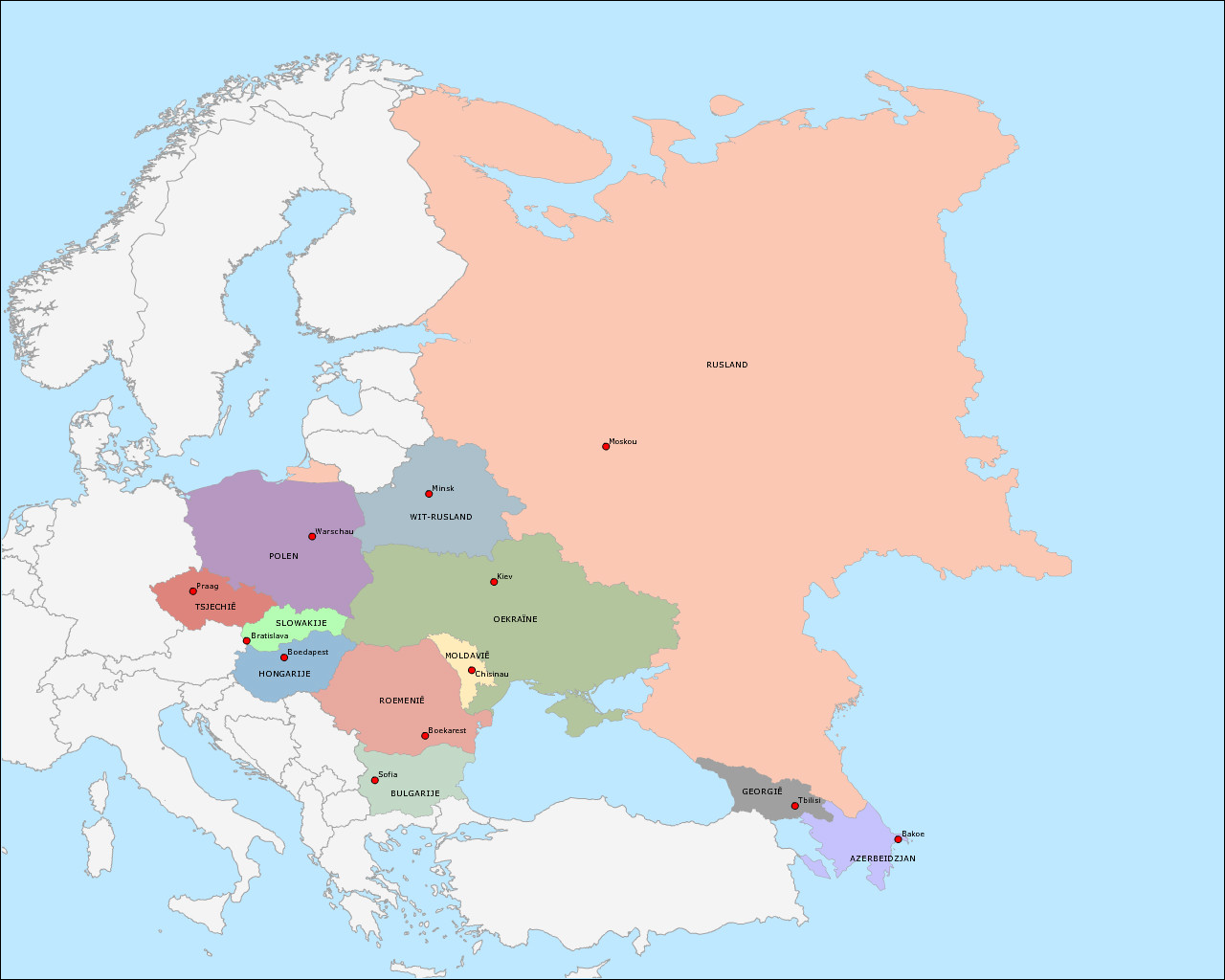 Kaart Europa Hoofdsteden En Landen