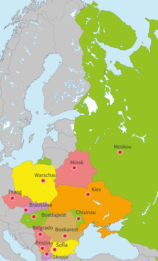 Kaart Oost Europa Landen En Hoofdsteden