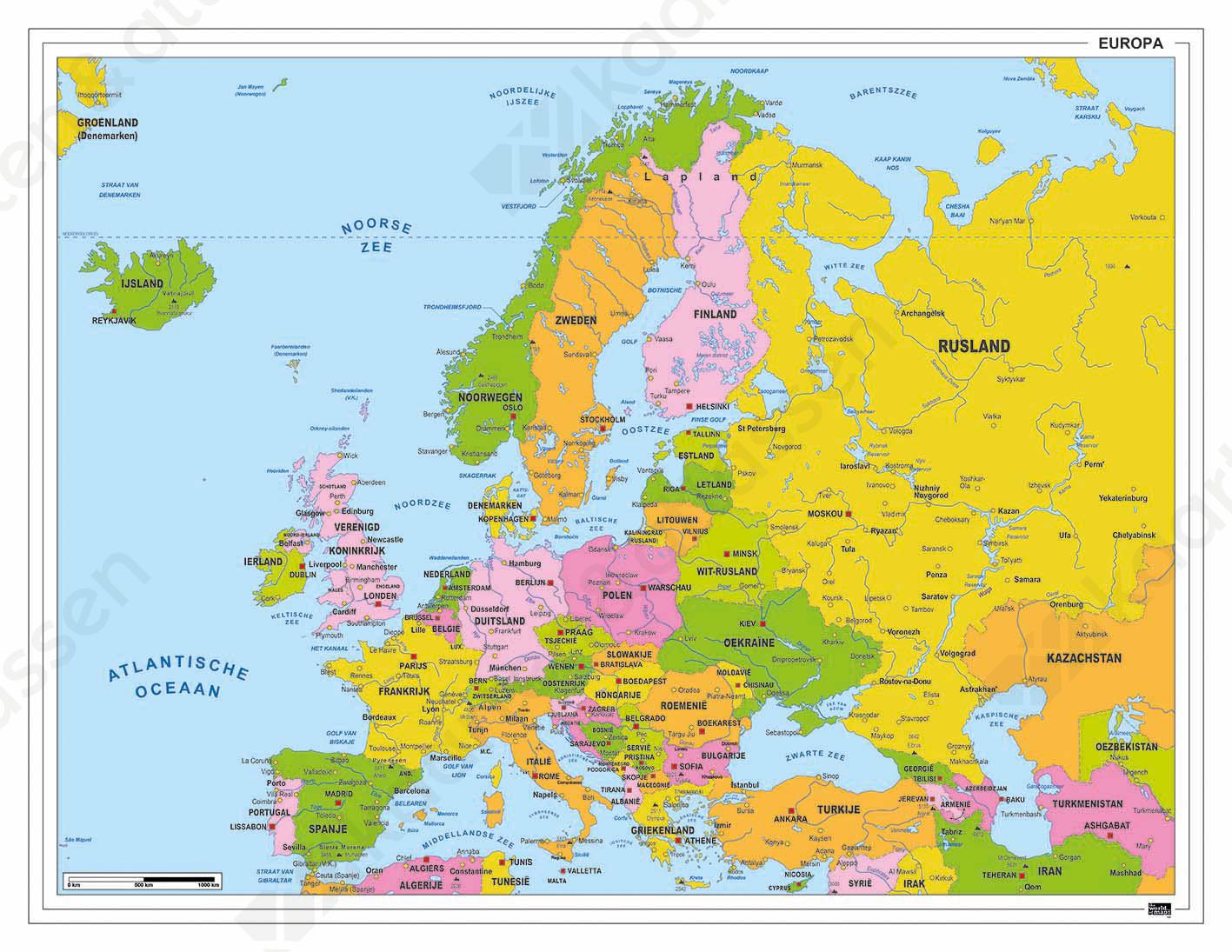 Kaart Van Europa Met Landen En Hoofdsteden