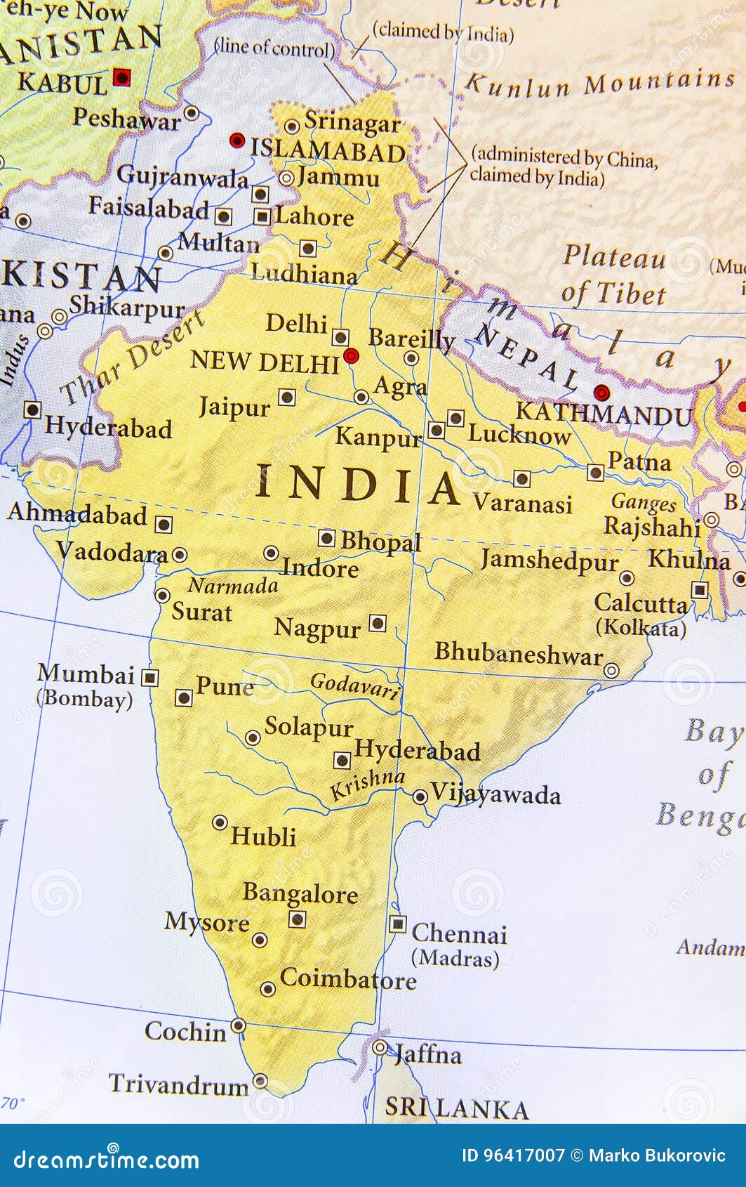 Kaart Van India Met Steden