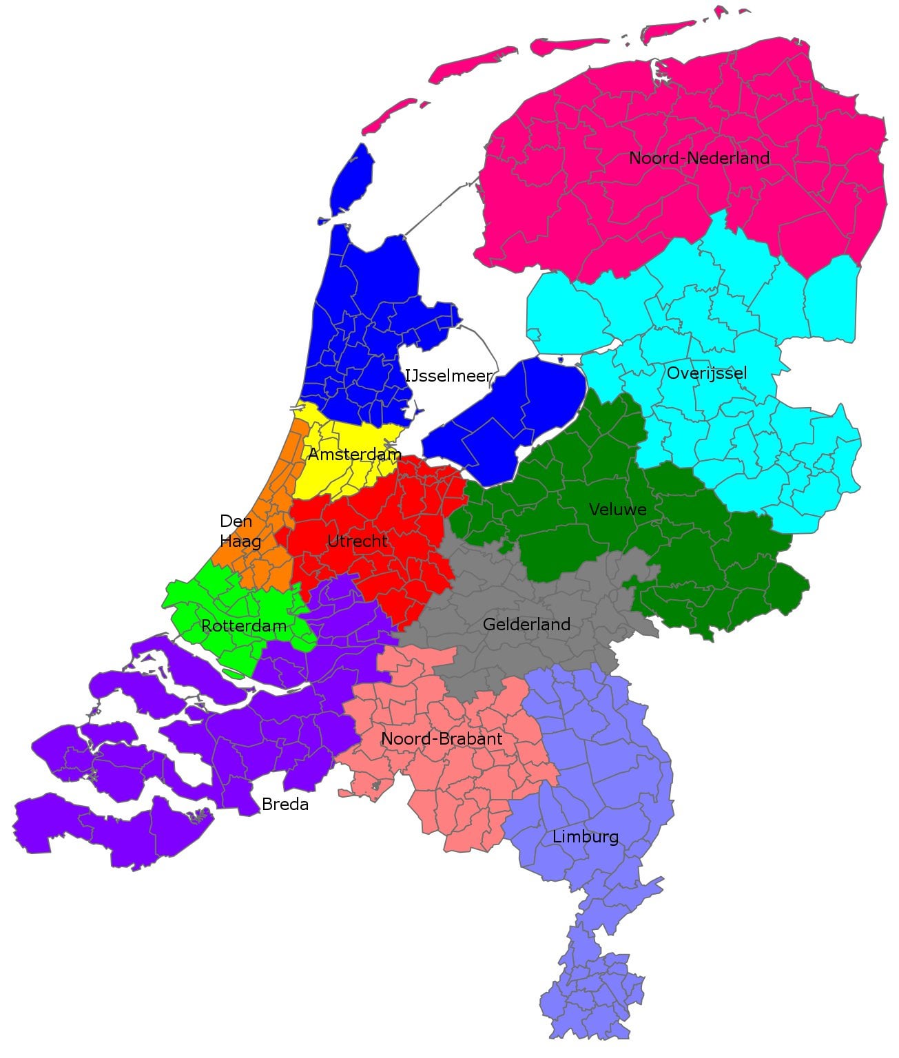 Kaart Van Nederland Met Hoofdsteden