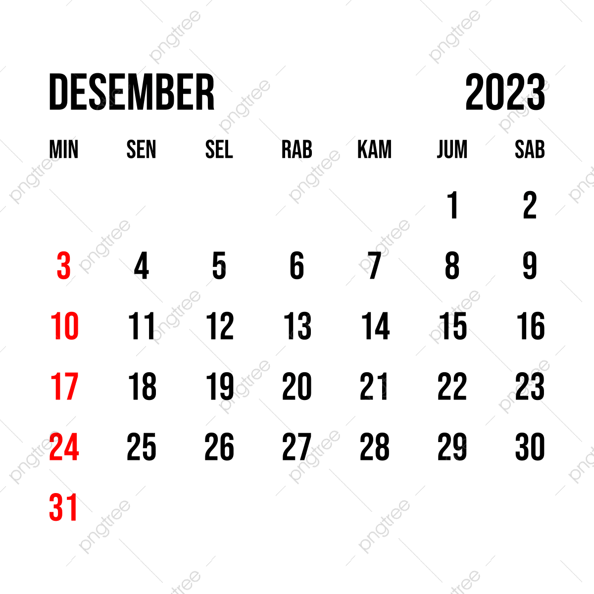 Kalender 2023 Vector PNG Images, Kalender Desember 2023, Kalender - Hoeveel Dagen Tot Ramadan 2023