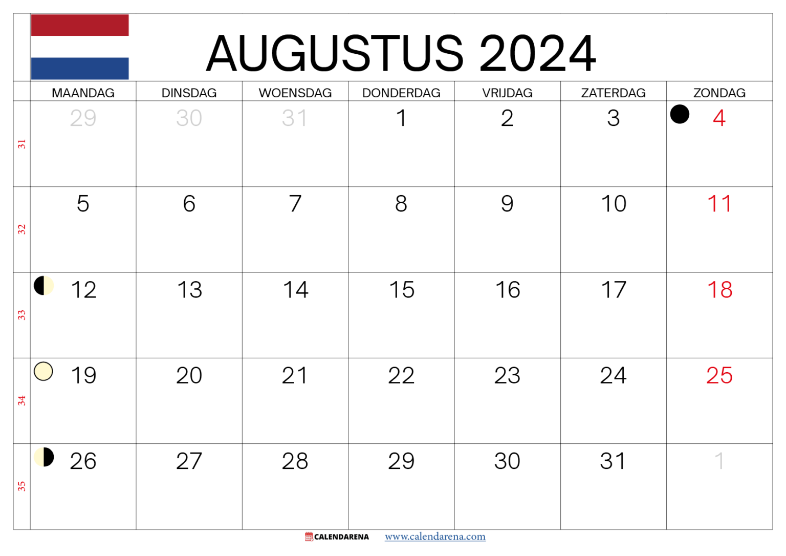 Kalender Augustus 2024 Nederland - Hoeveel Dagen Heeft Het Jaar 2024