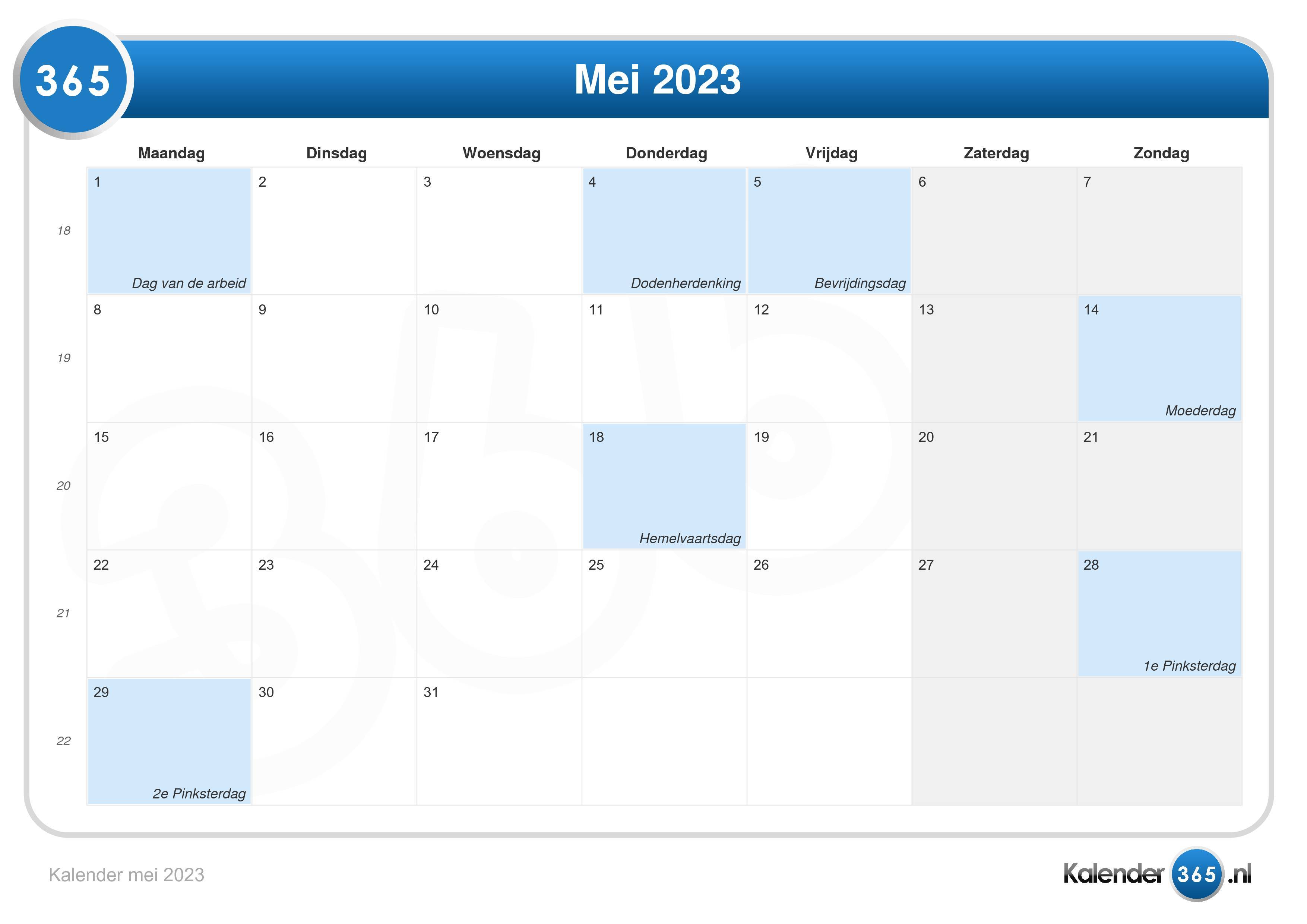 Kalender mei 2023 - Hoeveel Dagen Tot 1 Mei