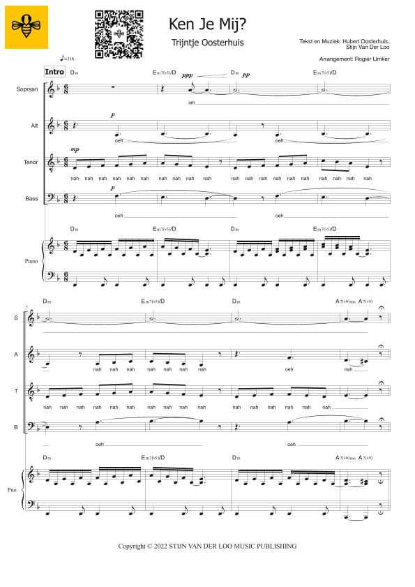 Ken Je Mij (arr. Rogier Ijmker) by Trijntje Oosterhuis Sheet Music for - Quiz Hoe Goed Ken Je Mij