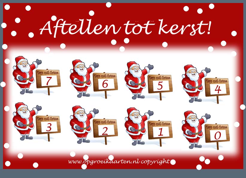 Kerst aftelkalender - gratisbeloningskaart.nl - Vier Weken Voor Kerst