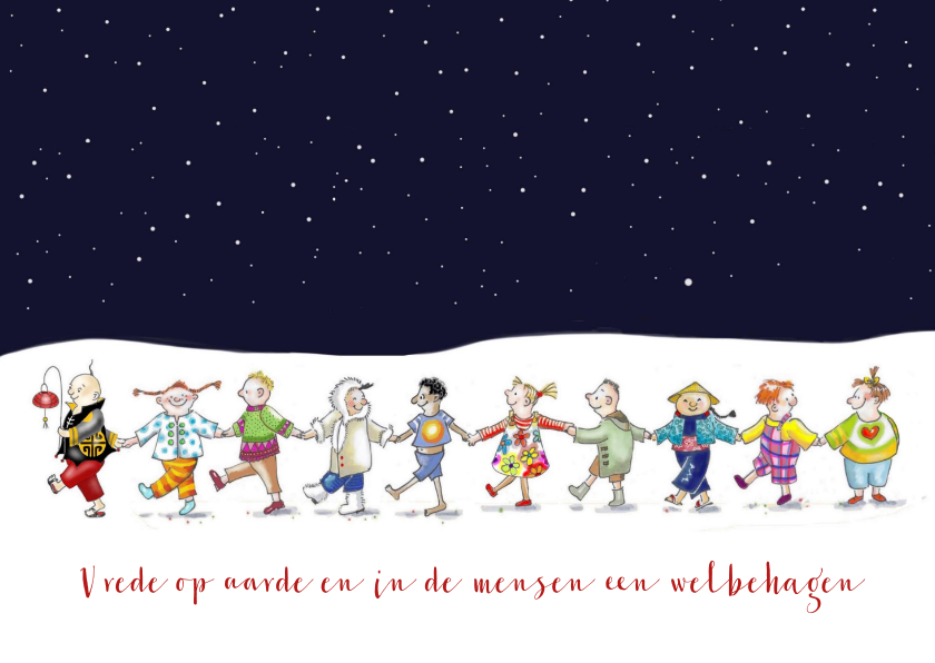 Kerst- vredeskinderen - Kerstkaarten | Kaartje2go - Kerst Vrede Op Aarde