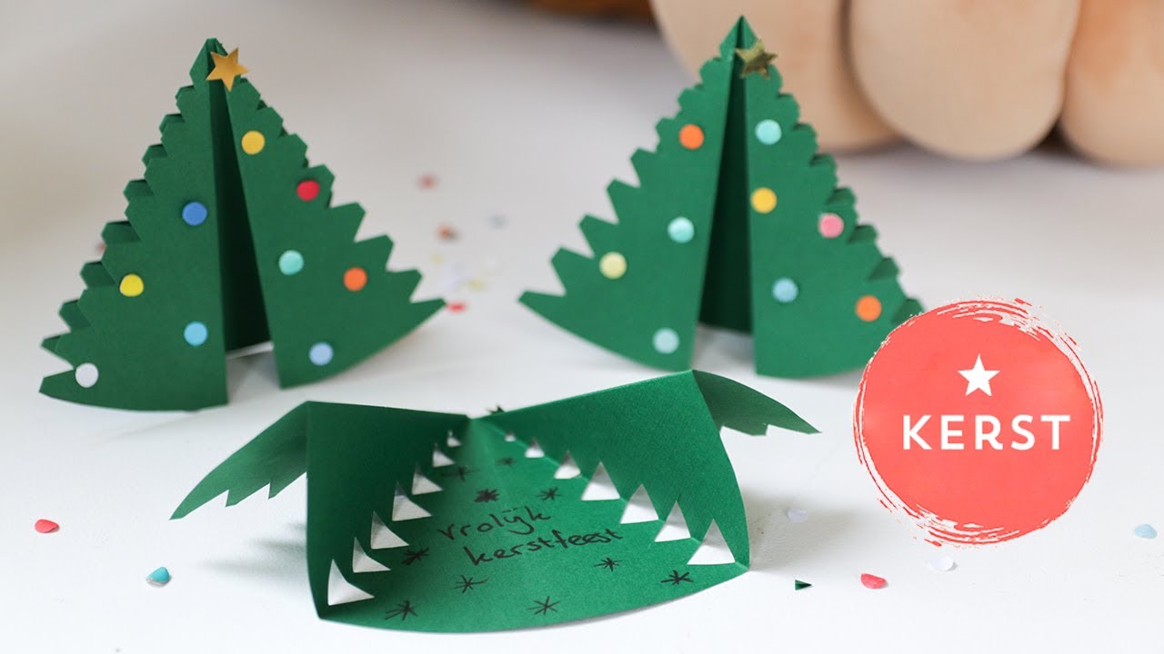 Kerstboom kerstkaart knutselen van papier - YouTube - Boom Maken Van Papier