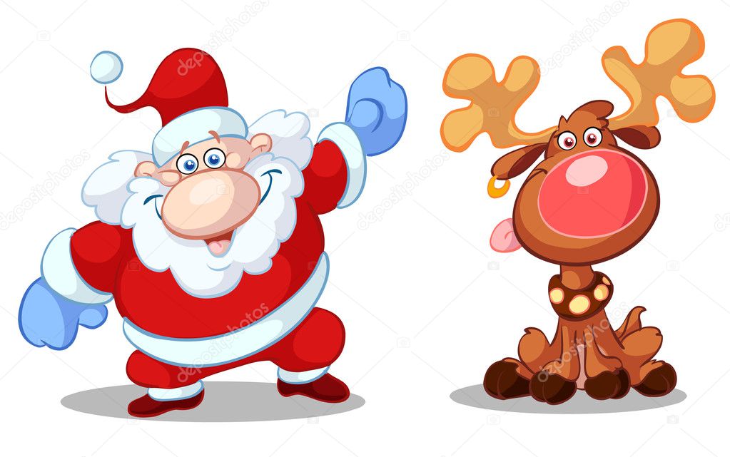 Kerstman en rendier Stock Vector Image by ©wimpos #7881631 - Hoe Heet Het Rendier Van De Kerstman