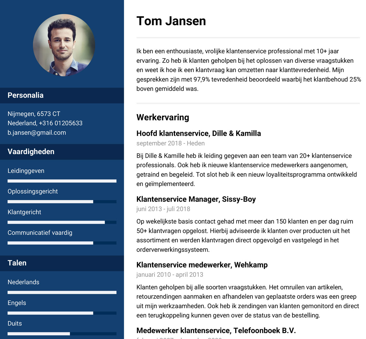 Klantenservice Medewerker CV | Voorbeeld, Uitleg & Tips - Korte Beschrijving Van Jezelf Voorbeeld