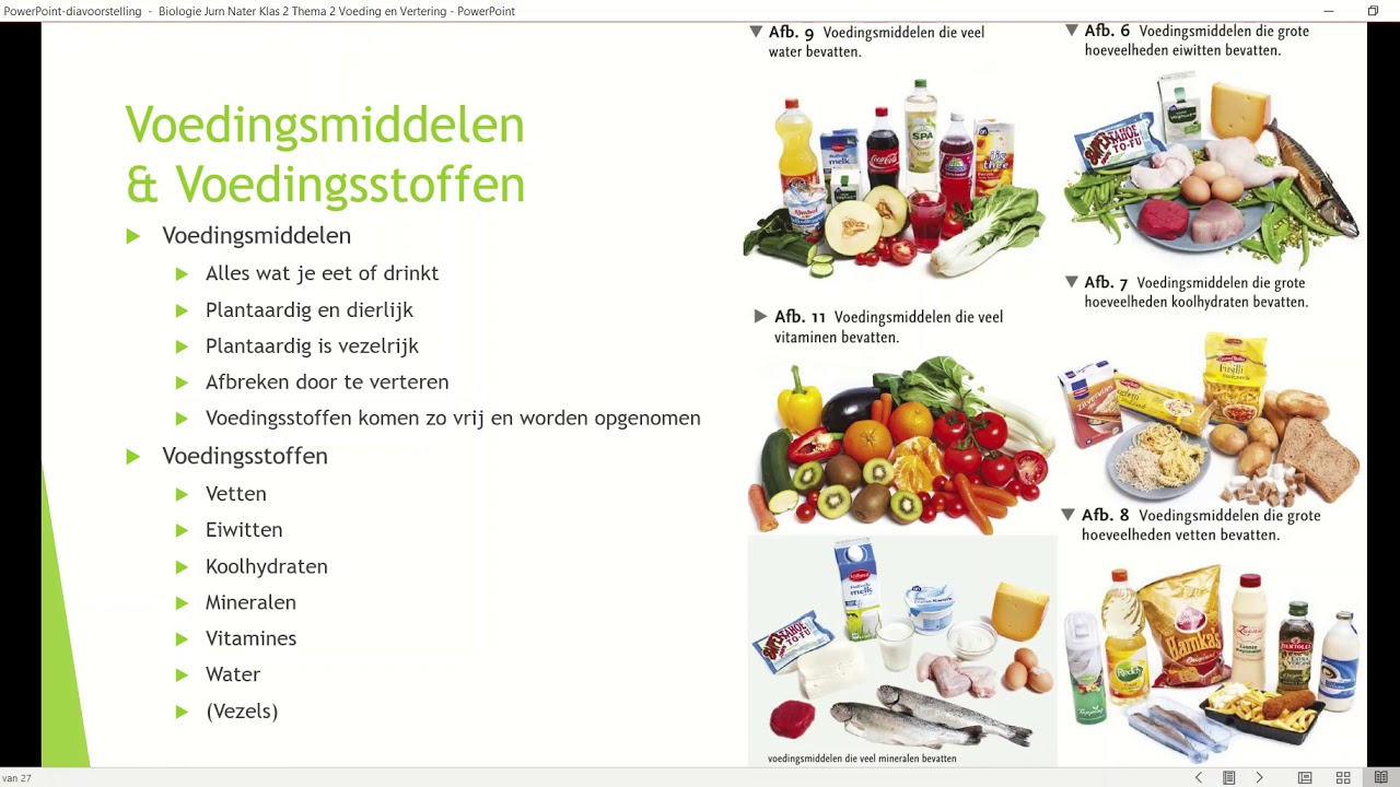 Klas 2 Thema 2 Voeding: Voedingsmiddelen, voedingsstoffen en - Wat Is Het Verschil Tussen Voedingsmiddelen En Voedingsstoffen