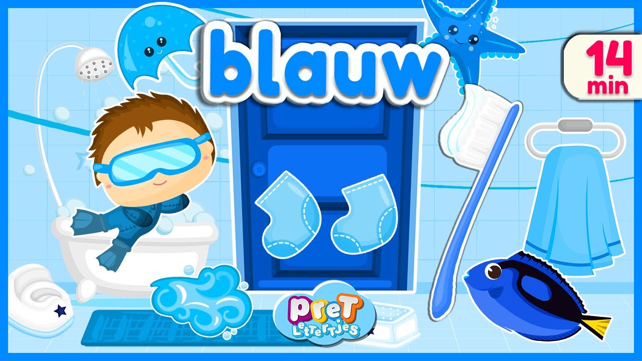 Kleuren Leren • Wat Is Er Allemaal BLAUW? • Eerste Woordjes Nederlands - Wat Is Blauw En Niet Zwaar