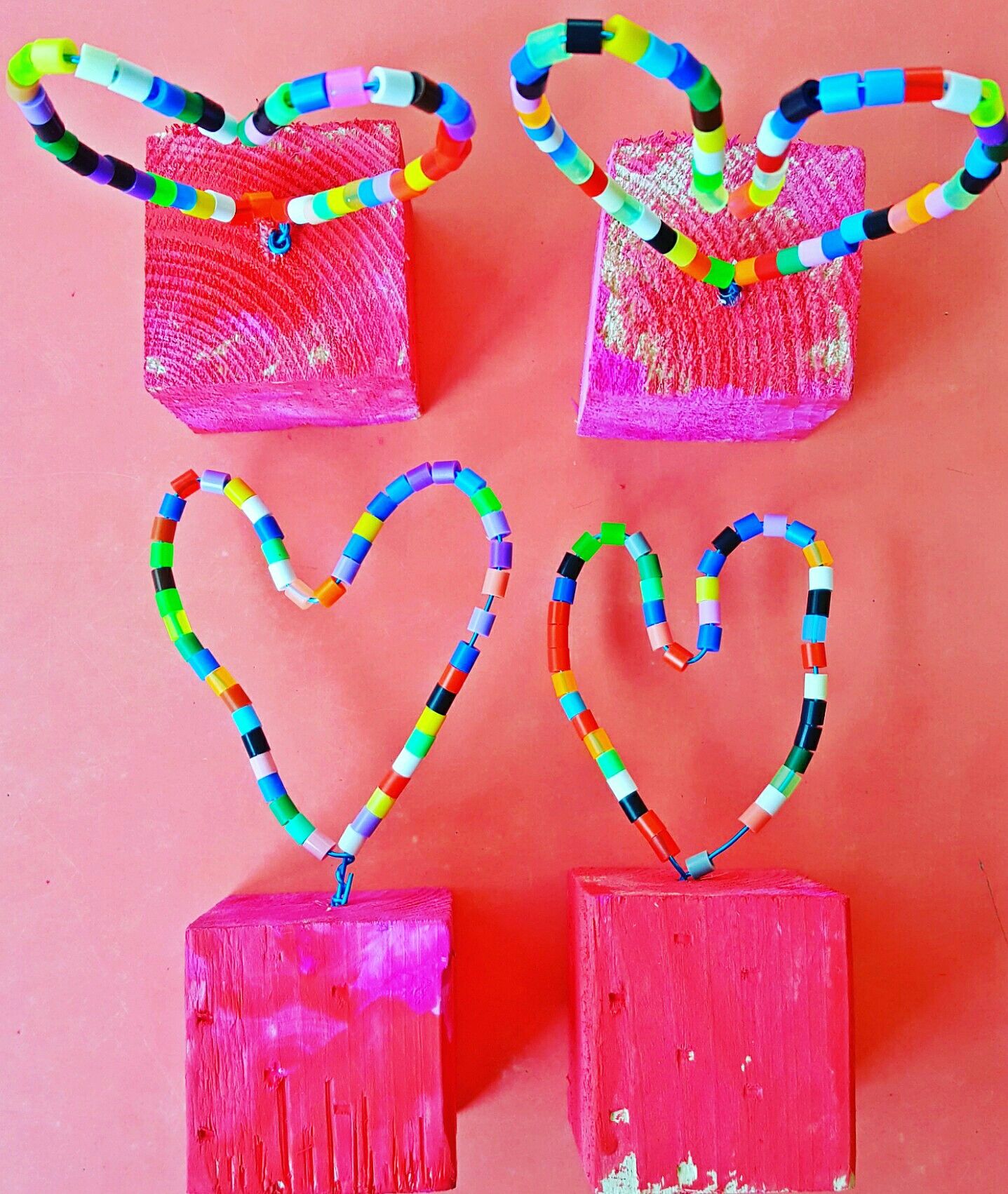 ~Knutsel voor moederdag: hart-troffee Houten blokje beschilderen - Moederdag Cadeau Knutselen Groep 8