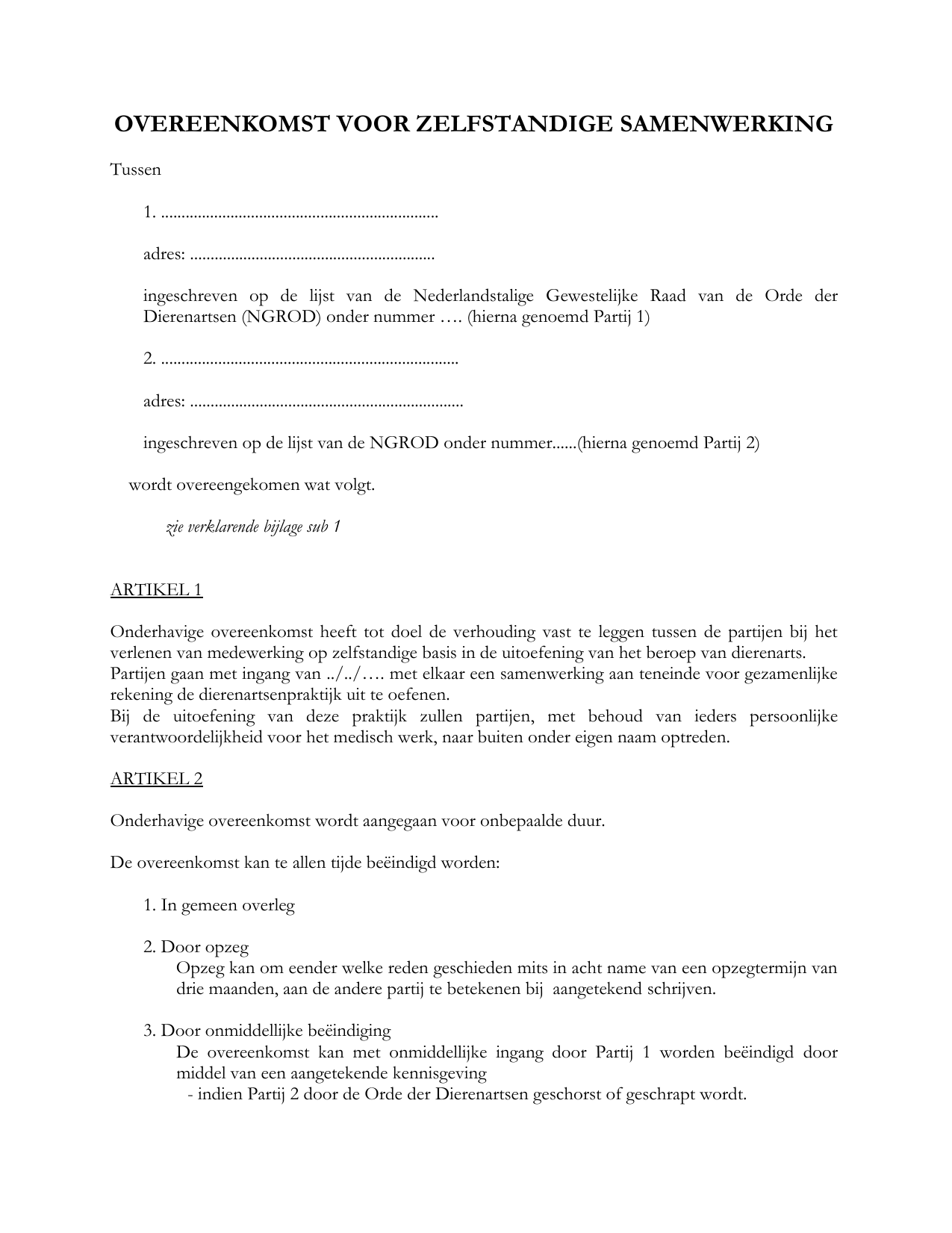 Kontrakde - Aanneming Van Werk Of Overeenkomst Van Opdracht