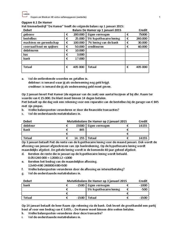 Kopen en Werken h6 Extra Oefenopgaven | PDF - Kopen En Werken Antwoorden Havo 3