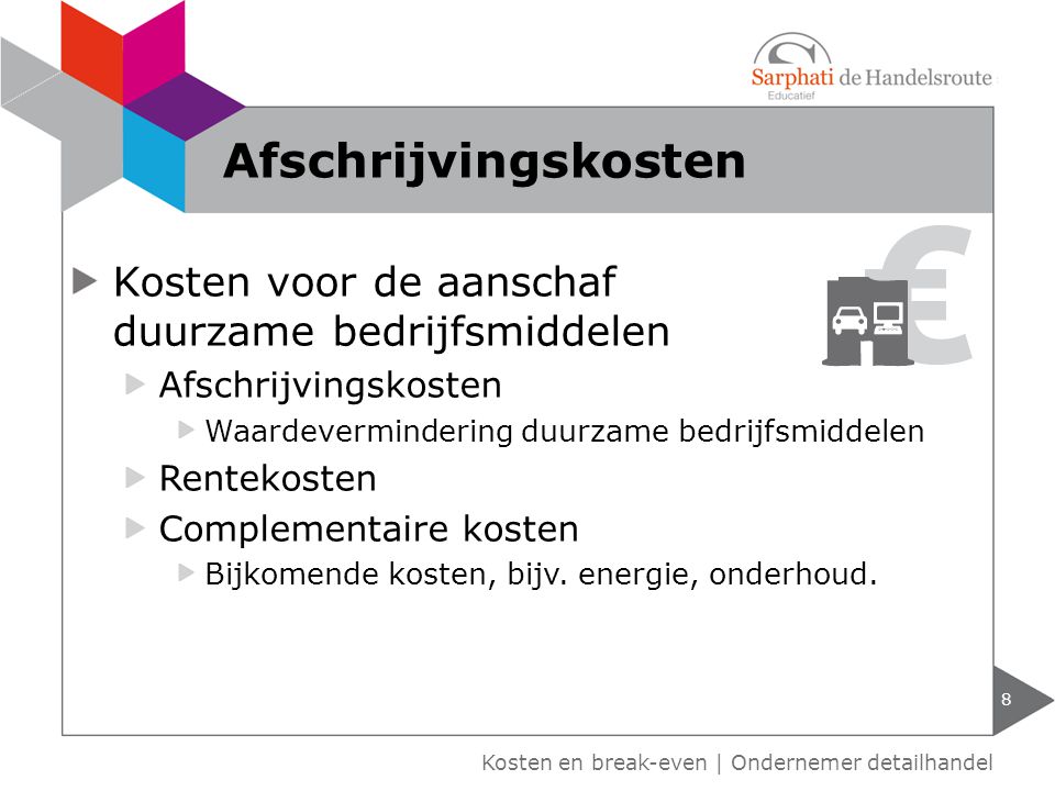 Kosten en break-even H1 Exploitatiebegroting en exploitatiekosten - ppt - Kosten Van Aanschaf Of Voortbrenging