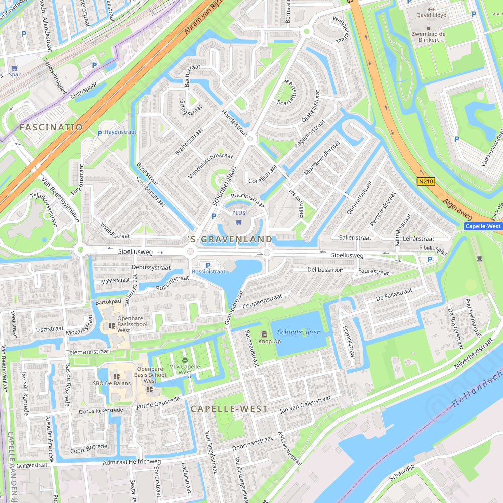 Krimpen aan den IJssel - Modern Atlas Vector Map | Boundless Maps - Groene Wetering 1 2922 Cx Krimpen Aan Den Ijssel