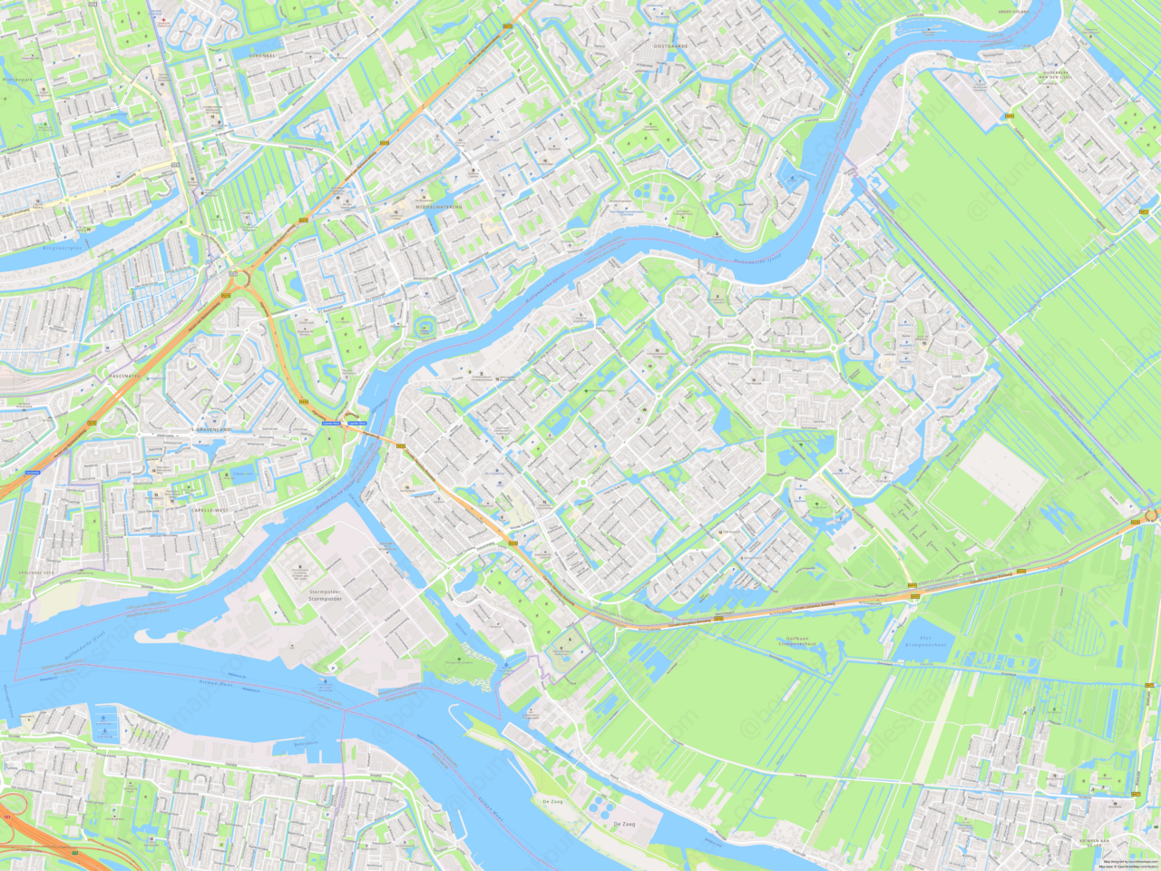 Krimpen aan den IJssel Vector Map - Modern Atlas (AI,PDF) | Boundless Maps - Rehobothkerk Krimpen Aan Den Ijssel