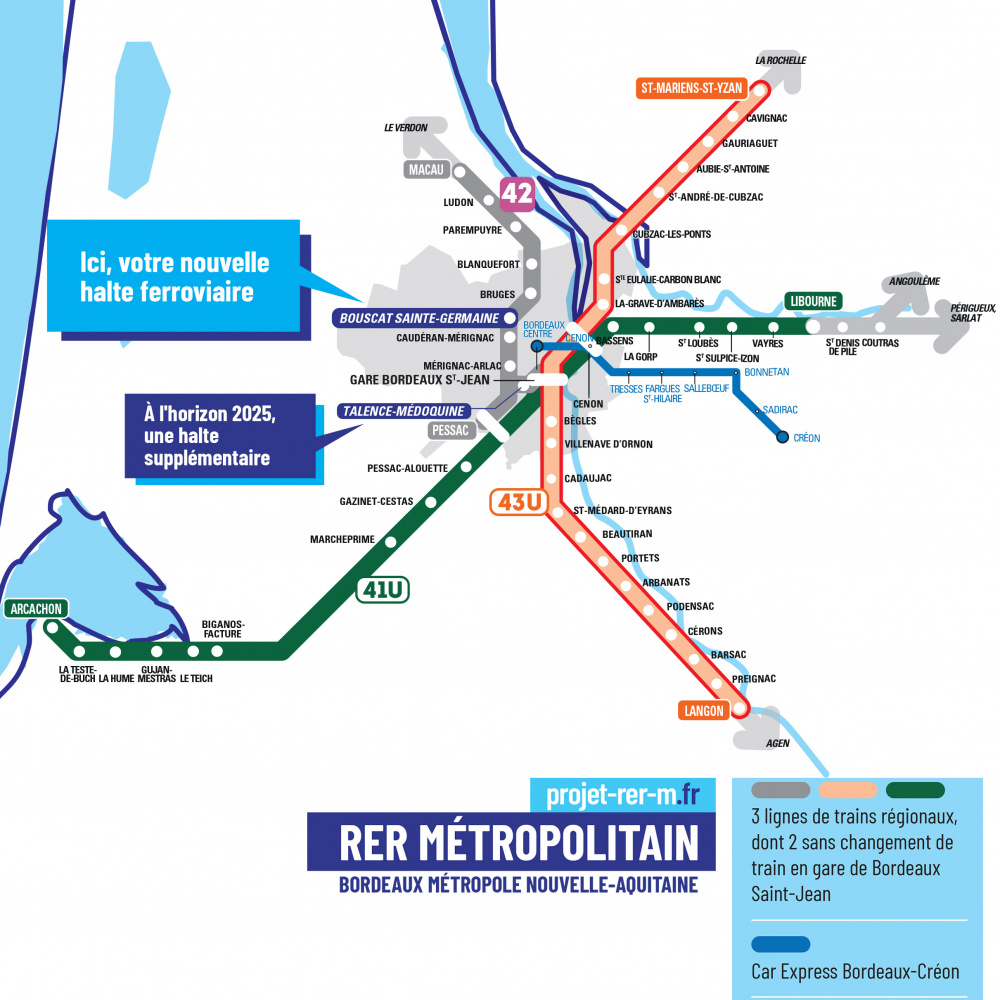 La nouvelle halte du Bouscat sur la ligne TER 42 Bordeaux - Pointe de Grave - Ter Land Zee In De Lucht