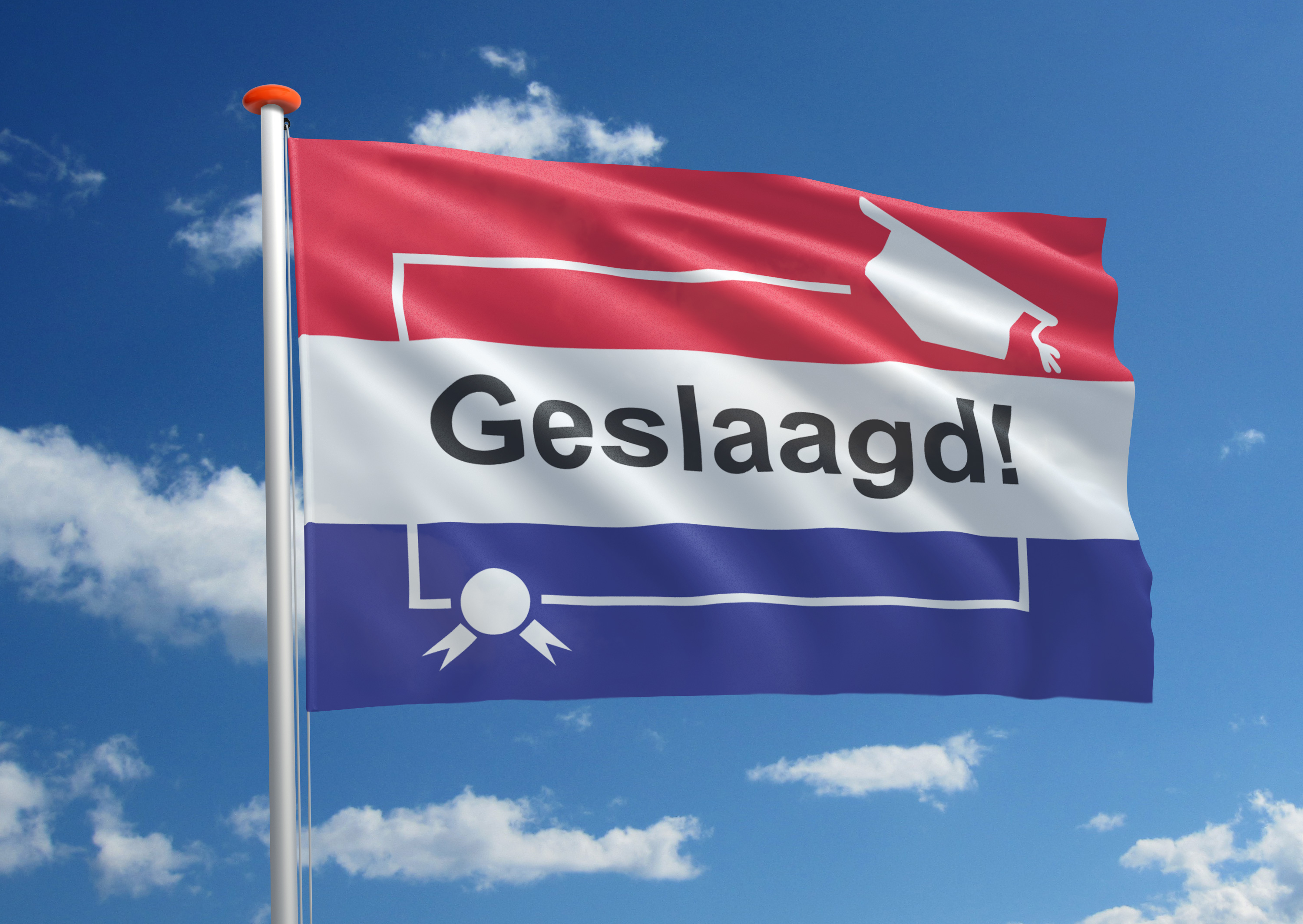 Laat merken dat u trots bent Bestel direct de Geslaagd Vlag. - Hoe Lang Mag De Vlag Uit Als Je Geslaagd Bent