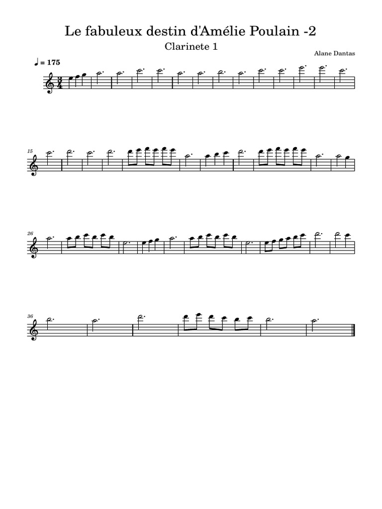 Le Fabuleux Destin D'amélie Poulain - 2 (Clarinete1) | PDF - Cast Van Le Fabuleux Destin D'amélie Poulain