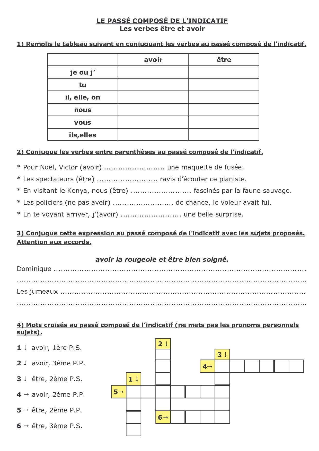 Le passé composé - les verbes être & avoir - exercices - AlloSchool - Avoir Et Etre Passe Compose