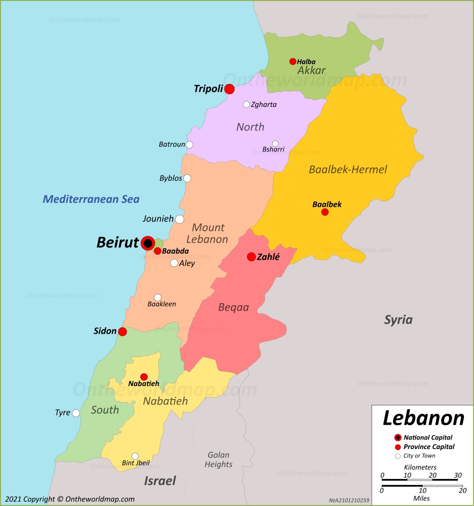 Lebanon Map | Detailed Maps of Lebanon - Waar Ligt Libanon Op De Kaart