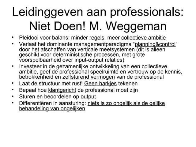 Leidinggeven aan professionals niet doen! | PPT - Leidinggeven Aan Professionals Niet Doen