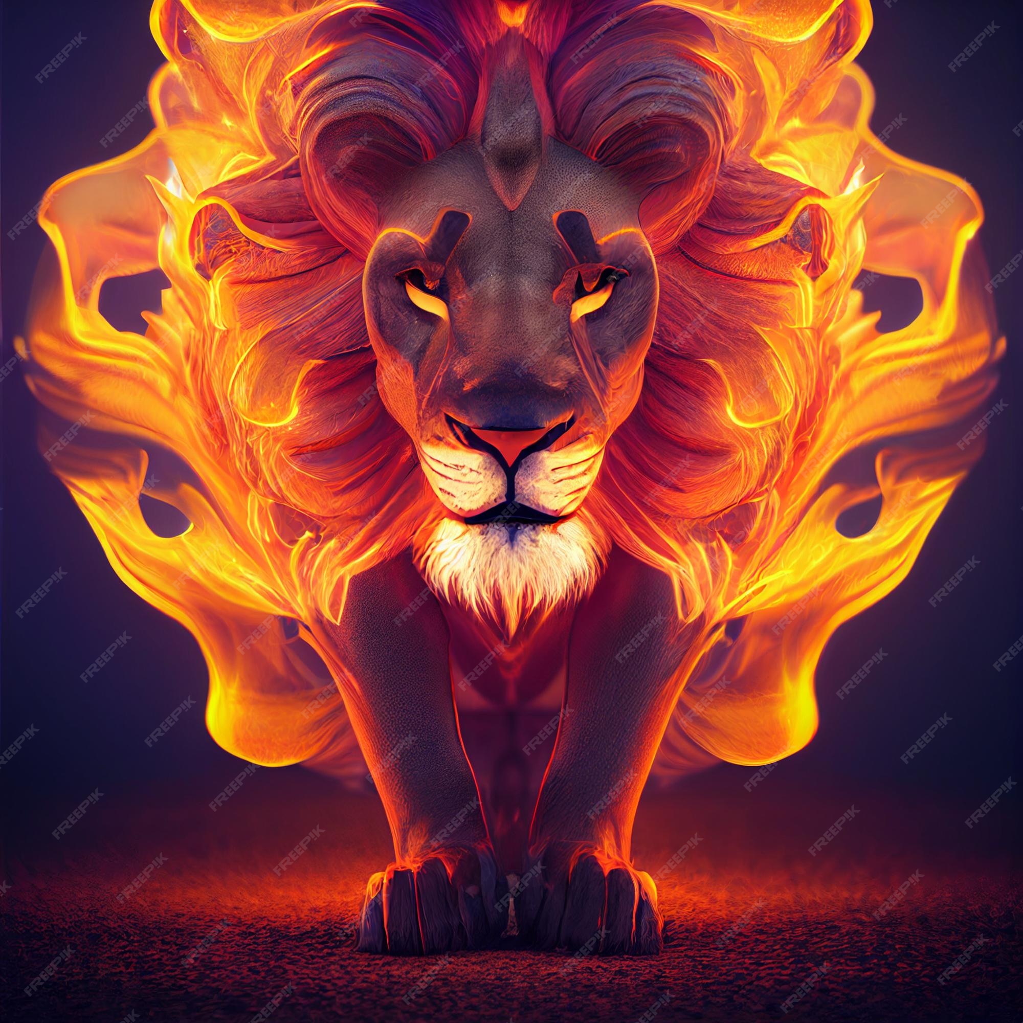 León con melena hecha de fuego ilustración creativa | Foto Premium - Leon De Winter Laatste Boek
