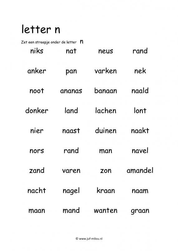 Leren lezen met de letter f werkbladen – Artofit - Woorden Die Beginnen Met N