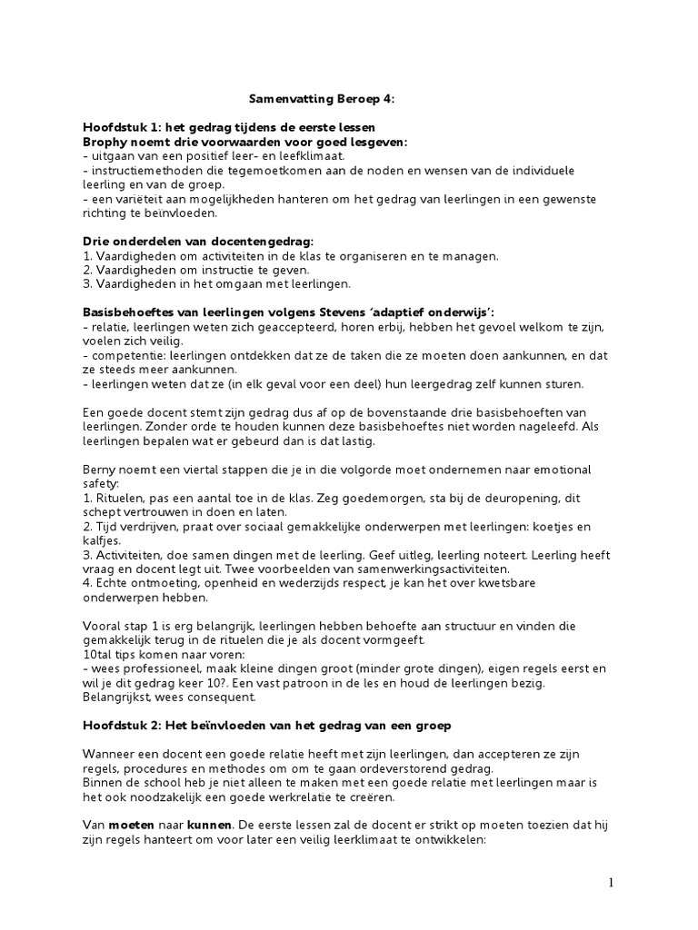 Lessen in Orde Samenvatting Eigen | PDF - Lessen In Orde Peter Teitler