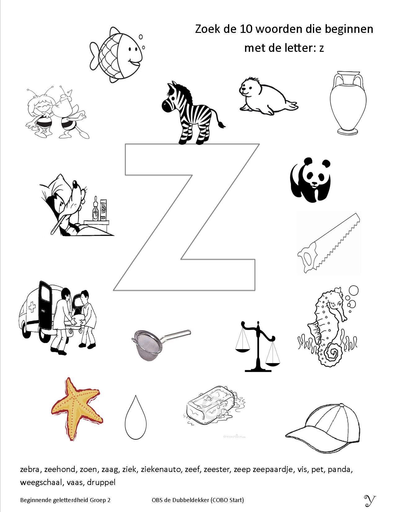 Letters leren lezen letter z werkbladen – Artofit - Woorden Met De Letter I