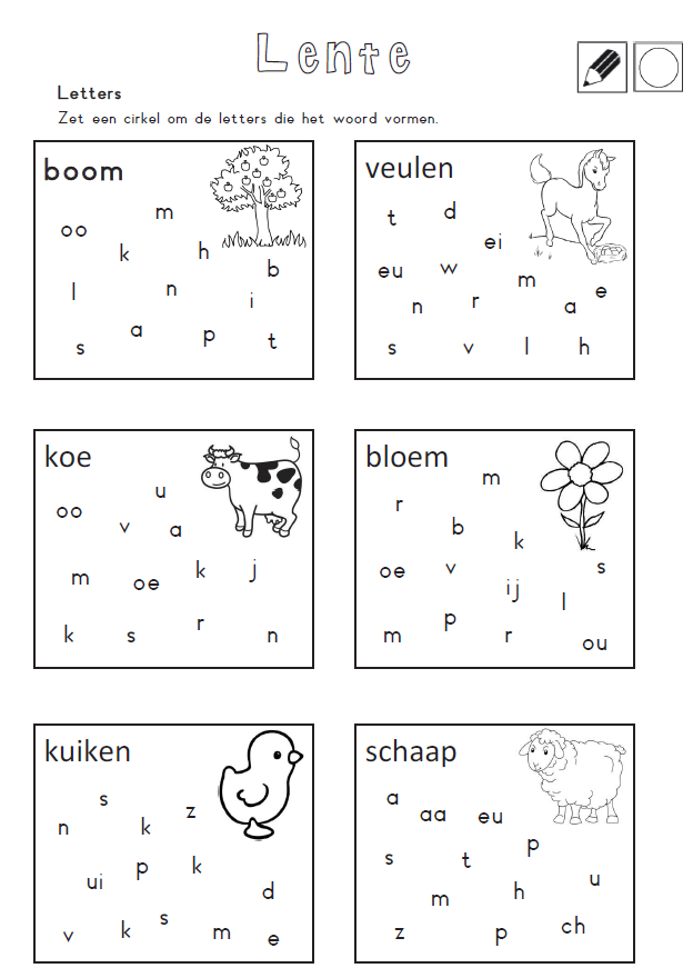 Letters - Zet een cirkel om de letters die het woord vormen [Juf Shanna - Woorden Raden Met Losse Letters
