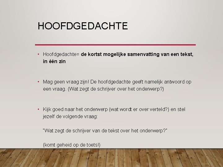 LEZEN 1 1 ONDERWERP EN HOOFDGEDACHTE Leerdoel van - Hoofdgedachte Van Een Tekst Voorbeeld