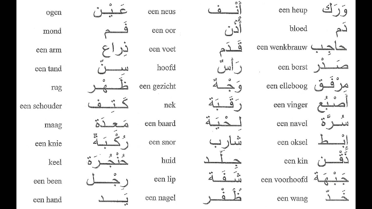 Lichaamsdelen Arabisch - YouTube - Arabische Woorden In Het Nederlands