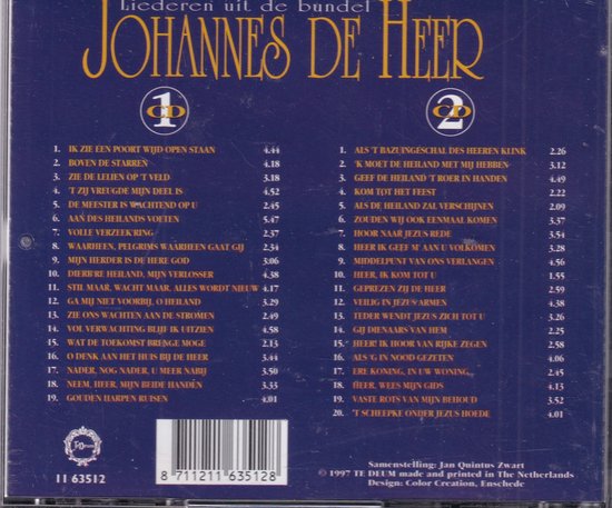Liederen uit de bundel Johannes de Heer - Diverse beroemde Nederlandse - Johannes De Heer Teksten