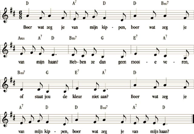 Liedjes voor kinderen met tekst en bladmuziek. - Op Die Dag Bladmuziek