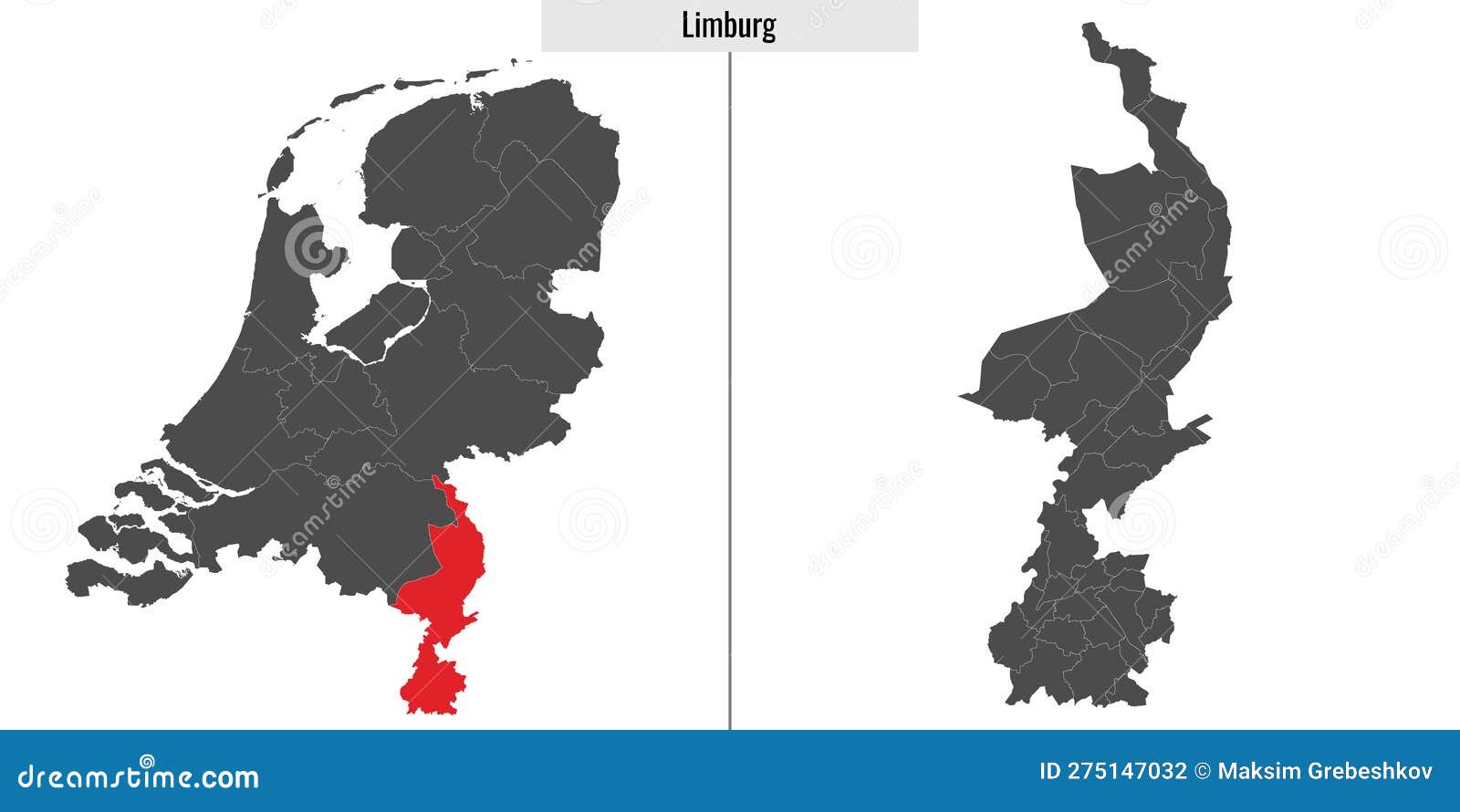 Limburg Outline Map Netherlands Region Holland Province Vector - Grensplaats Aan De A2 In Limburg