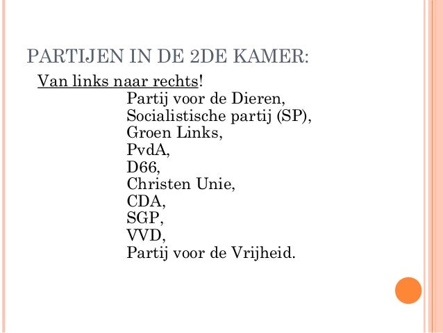 Links en rechts politiek - Partijen Tweede Kamer Links Rechts
