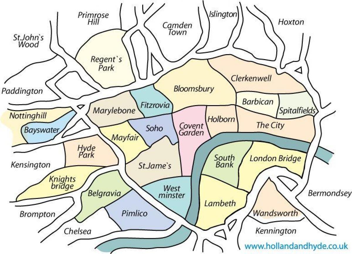 London neighborhood map - Neighborhood map of London (England) - Wijk In Londen En New York
