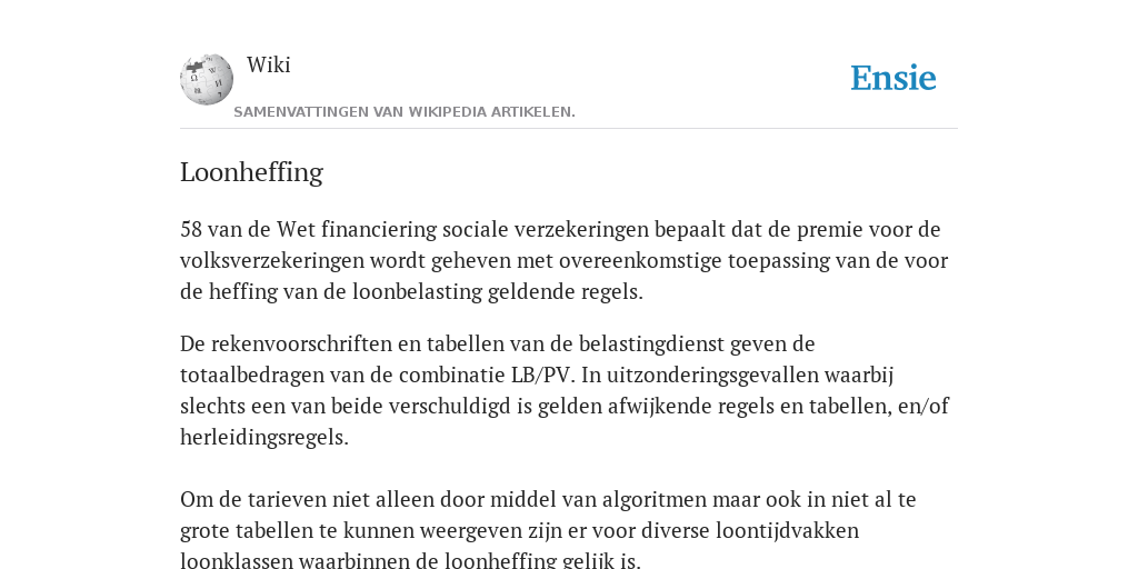 Loonheffing - de betekenis volgens Samenvattingen Wikipedia - Loonheffing Toepassen Ja Of Nee