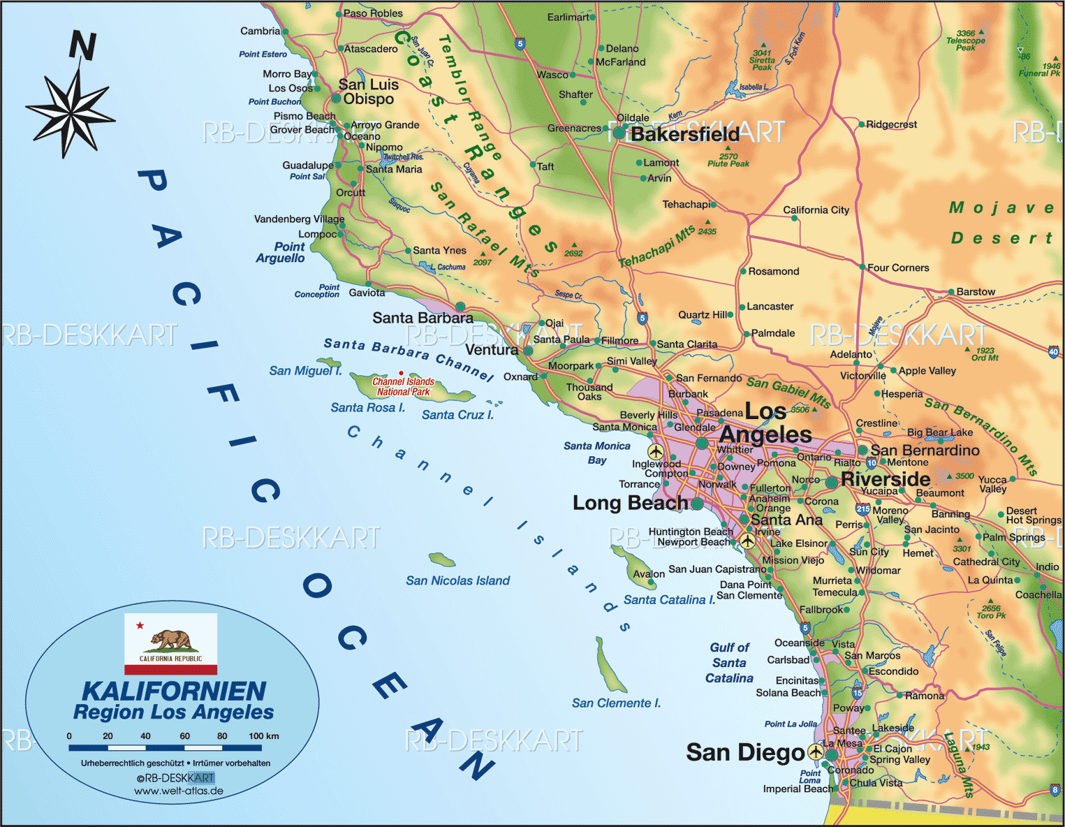 Los Angeles Map In Usa - Waar Ligt Los Angeles Op De Kaart